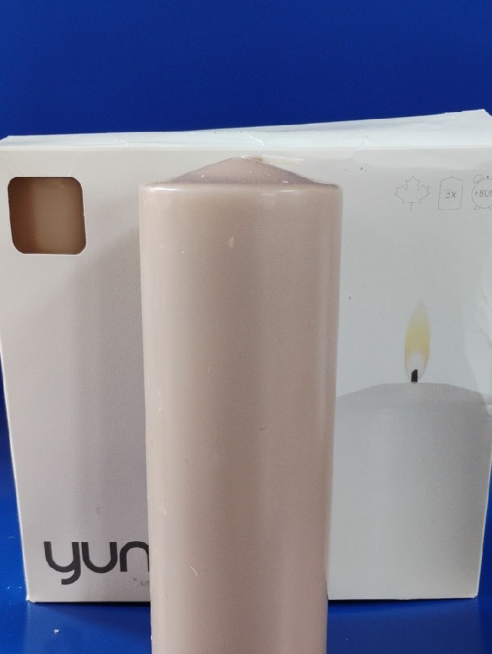 Yummi Blush Pink Pillar Candle - Soft Neutral Home Accent Slow Burn